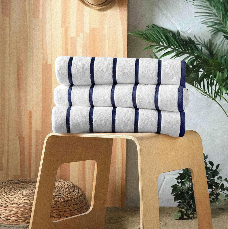 Blue Horizontal Striped Pool Towels