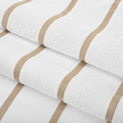 Beige Horizontal Striped Pool Towels