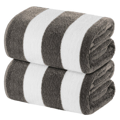 Gray Cabana Striped Pool Towels