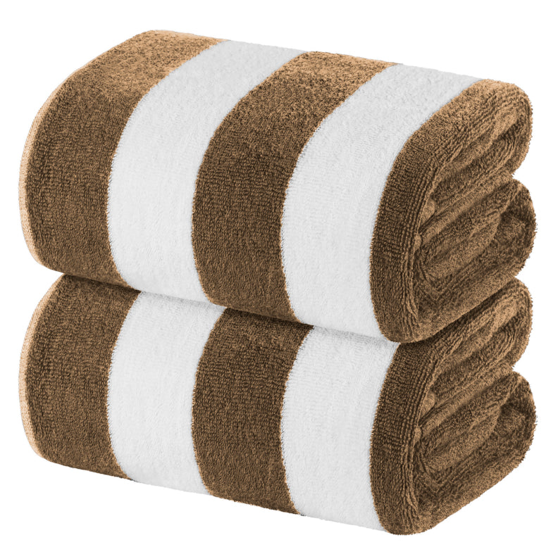 Beige Cabana Striped Pool Towels