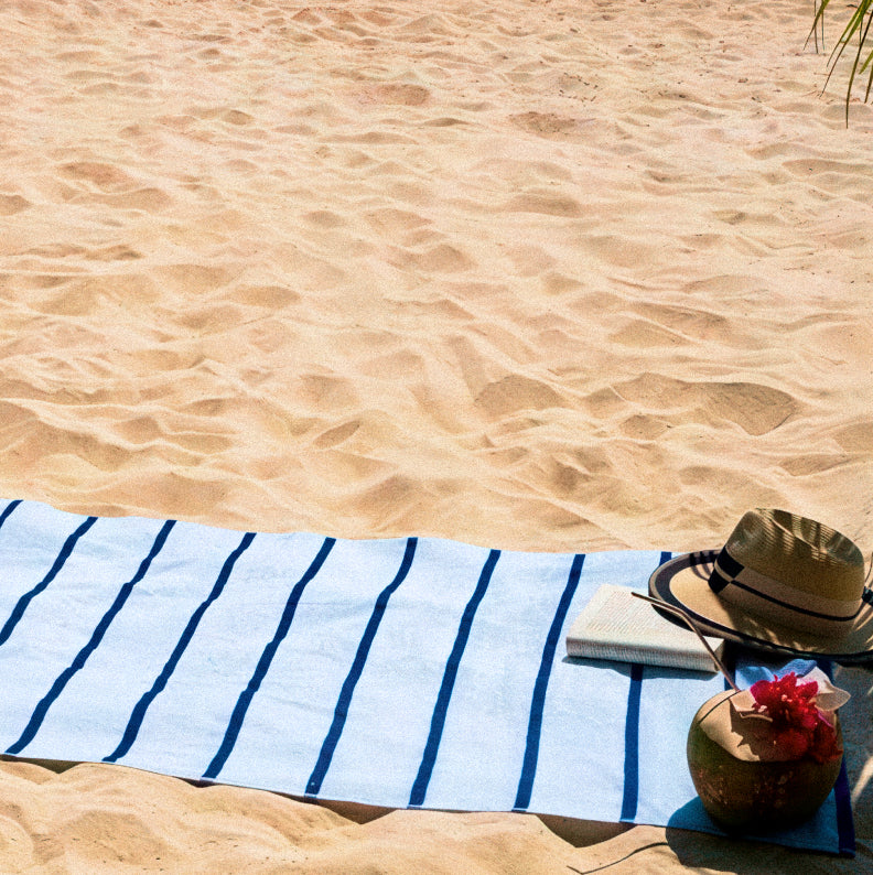 Blue Horizontal Striped Pool Towels