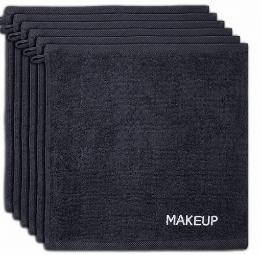Black Make-up Washcloths - 12" x 12"