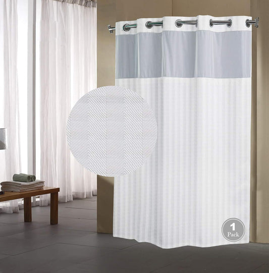 Hook-Free Herringbone Shower Curtains