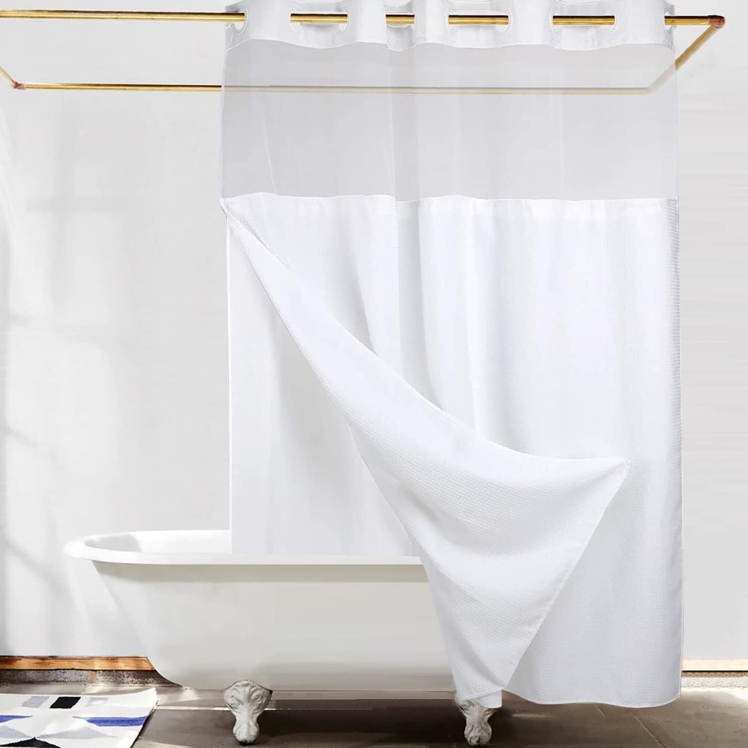 Hook-Free Herringbone Shower Curtains - Extra Long